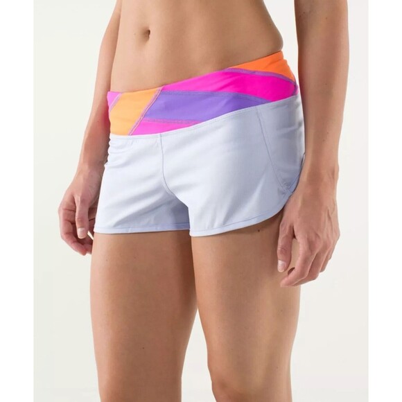 LULULEMON Run Speed Short Cool Breeze Quilt Colorblock Waistband Shorts SIZE 8 - Picture 1 of 10